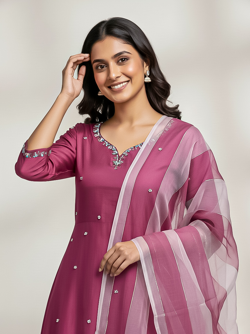 3-Piece Handmade Party Wear Suit 3-Piece Handmade Party Wear Suit